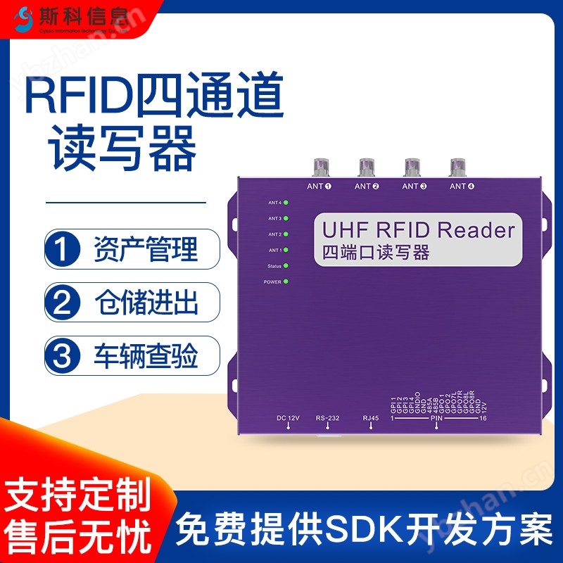 超高頻四通道讀寫器固定式讀卡器
