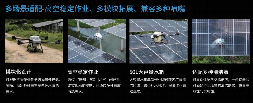 PJK-50R无人机光伏电站智能空中清洗系统
